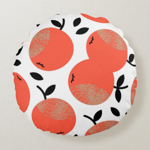 Coussins Ronds Pommes rouges : Motif texturé doré.