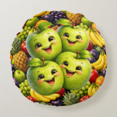 Coussins Ronds Pommes vertes heureuses (Devant)