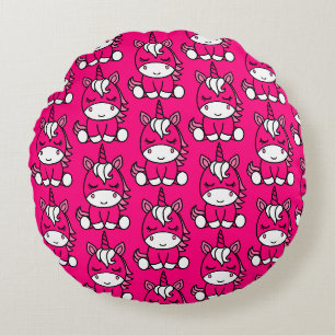 Coussins Ronds Pony de licorne rose