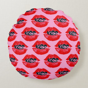 Coussins Ronds Pop Art Kiss Lips Répéter