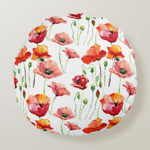 Coussins Ronds Poppy Blossom : Simple Arrière - plan sans couture