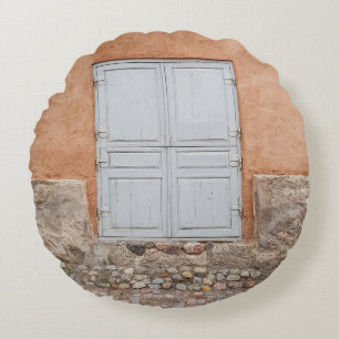 COUSSINS RONDS PORTE EN BOIS GRIS