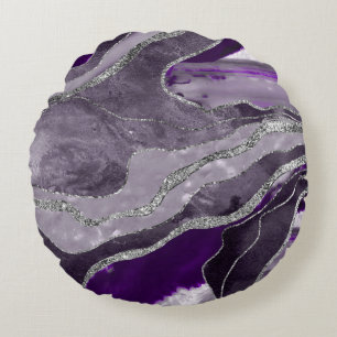 Coussins Ronds Porte en marbre violet foncé Parties scintillant