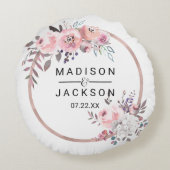 Coussins Ronds Porteur à anneaux Mariage encadré en or noir et Ro (Dos)