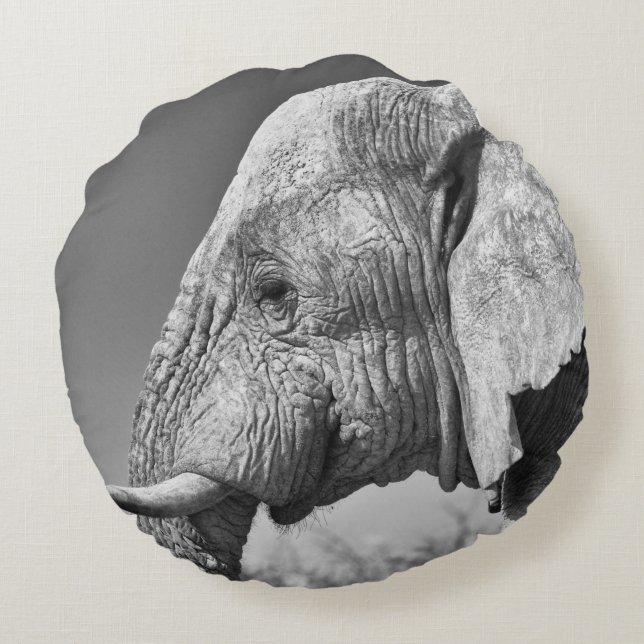Coussins Ronds Portrait d'éléphant (Dos)