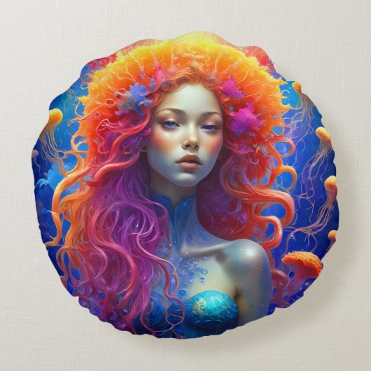 Coussins Ronds Portrait d'une fille d'Atlantis (Dos)