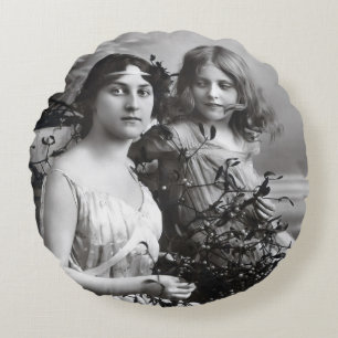 Coussins Ronds Portrait intemporel de la mère et de la fille