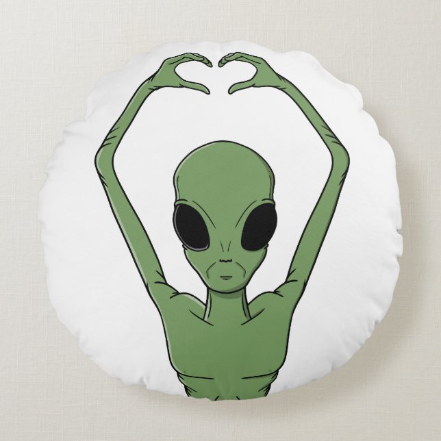 Coussins Ronds Pose du cœur extraterrestre (Devant)