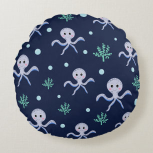 Coussins Ronds Poulpe sous le motif pour enfants de la mer