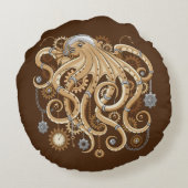Coussins Ronds Poulpe Steampunk Rétro Fantastique Mécanique (Dos)