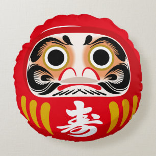 Coussins Ronds Poupée Daruma (charme traditionnel japonais de cha
