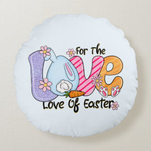 Coussins Ronds Pour l'Amour de Pâques - Mignons lapins et oeufs