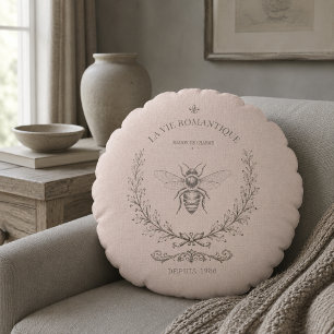 Coussins Ronds Poussiéreux Blush Honey Bee Vintage Campagne Franç