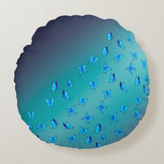 Coussins Ronds Poutres et papillons verts Abstraits (Devant)