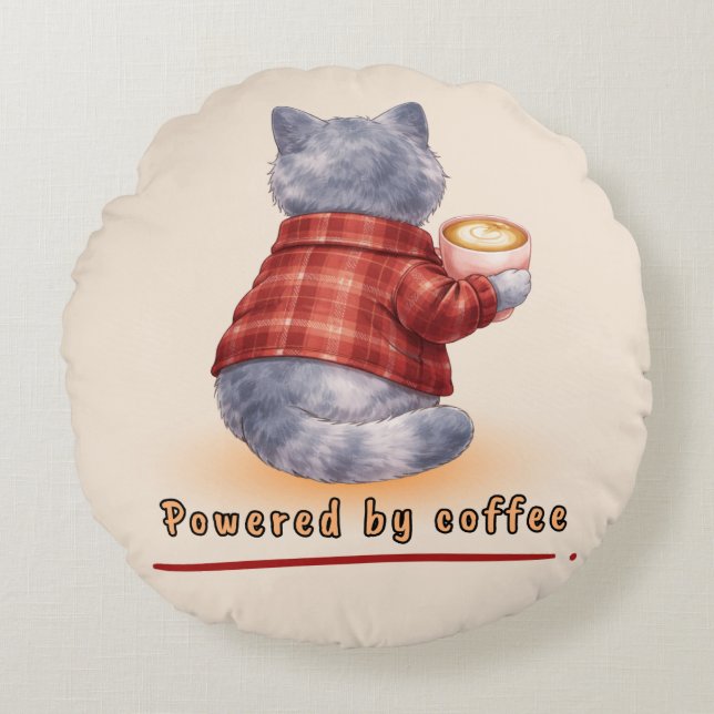 Coussins Ronds Powered by Coffee (Devant)