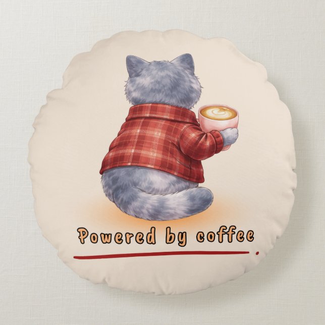 Coussins Ronds Powered by Coffee (Devant)