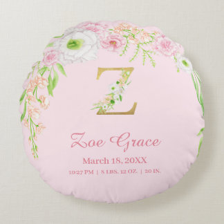 Coussins Ronds Precious Pink Gold Monogram "Z" Baby Girl Stats