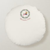 Coussins Ronds Premier cerf de Noël avec couronne personnalisable (Dos)