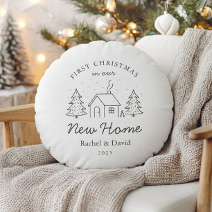 Coussins Ronds Premier Noël dans notre nouvelle maison Art de l