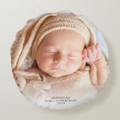 Coussins Ronds Premier Noël de Bébé Moderne Photo (Dos)