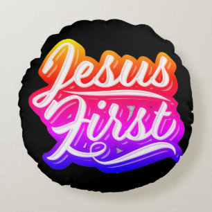 Coussins Ronds Première couleur vive de Jésus