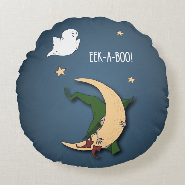 Coussins Ronds Première Halloween Baby Peek A Boo Witch with Ghos (Devant)
