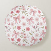 Coussins Ronds Preppy Rose Bow et Fleurs (Devant)