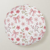 Coussins Ronds Preppy Rose Bow et Fleurs (Dos)