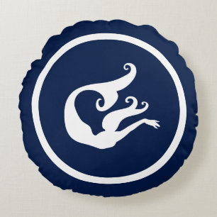 Coussins Ronds Presque marine bleu + blanc sirène nautique