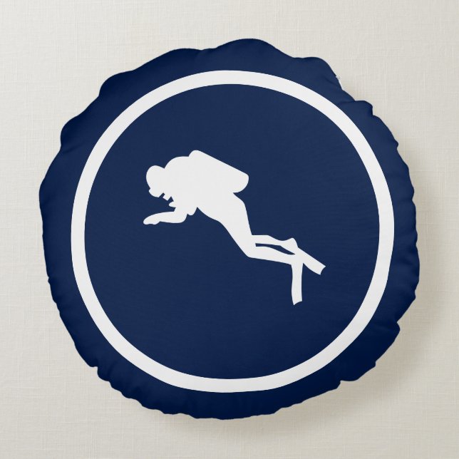 Coussins Ronds Presque marine bleu plongée plongée nautique (Dos)