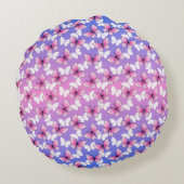 Coussins Ronds Pretty Pink and White Butterfly Round Pillow (Dos)
