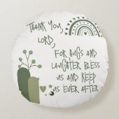 Coussins Ronds Prière chrétienne pour enfants Olive Green | (Devant)