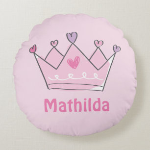 Coussins Ronds Princesse Crown, Cadeau bébé mignon, Personnalisé