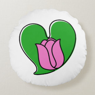 Coussins Ronds Printemps en amour - Tulipes roses