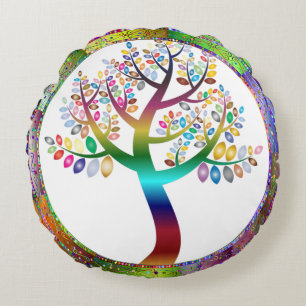 Coussins Ronds Prismatic Arbre arc-en-ciel décoratif personnalisé