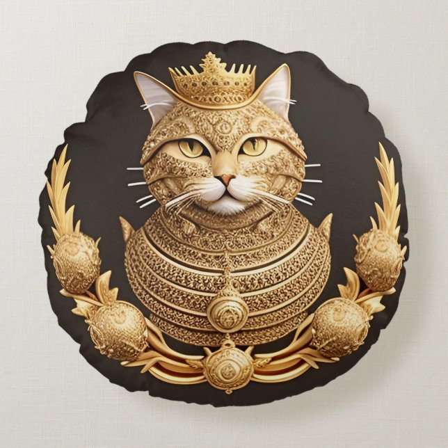 Coussins Ronds Profil de chat royal (Devant)