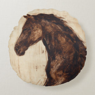 Coussins Ronds Profil de cheval sauvage Brown