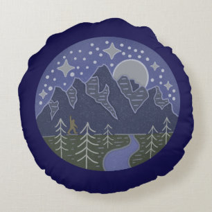 Coussins Ronds Promenade étoilée de Bigfoot Art folklorique de