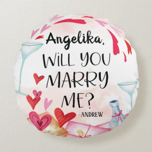 Coussins Ronds Proposition de marriage You Marry Me ? Custom