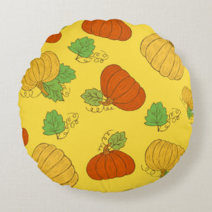 Coussins Ronds Pumpkin seamless pattern. Hand drawn doodle brushe