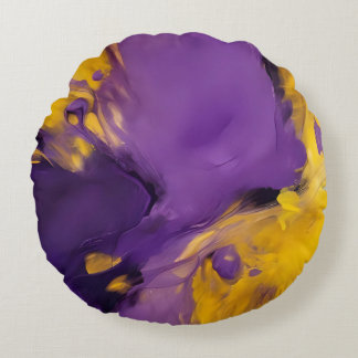 Coussins Ronds Purple and Gold Abstract