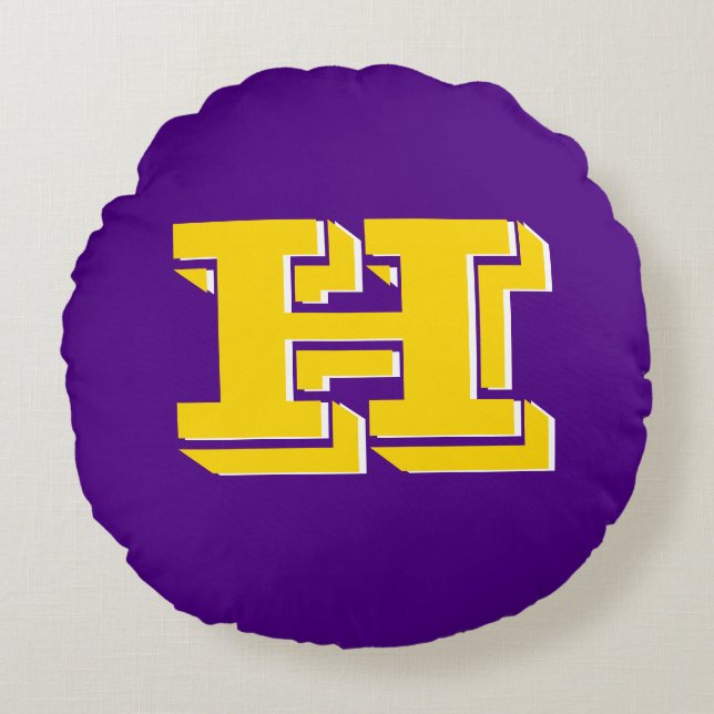 Coussins Ronds Purple and Gold Team Pride Monogram (Devant)
