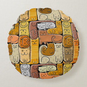 Coussins Ronds Puzzle Funny Chats House sans joint