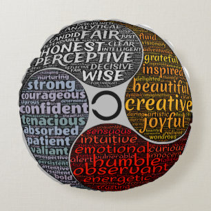 Coussins Ronds Qualités de puissance, de sagesse, de sentiment,