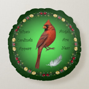 Coussins Ronds Quand les cardinaux apparaissent ~ Les anges sont