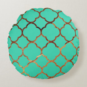 Coussins Ronds Quatrefoil Turquoise Blue Sandstone Motifs Noël