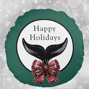 Coussins Ronds Queue de baleines et cabot plaid Noir blanc Noël