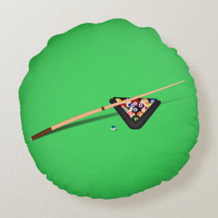Coussins Ronds Queue de billard et boules de billard