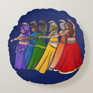 Coussins Ronds Rainbow Belly Dancer Art Belly Dance Troupe