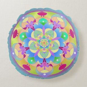 Coussins Ronds Rainbow Song Mandala
